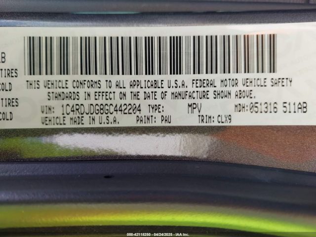 1C4RDJDG8GC442204 Dodge DURANGO LIMITED