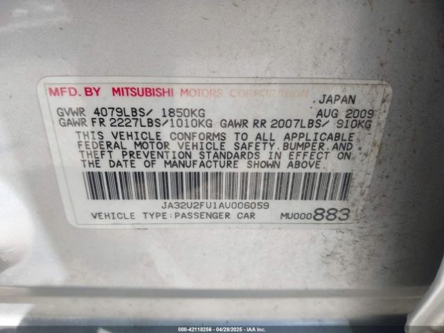 2010 MITSUBISHI LANCER JA32U2FU1AU006059 Photo 8