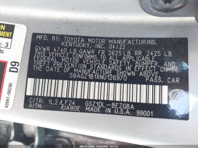 58AGZ1B1XNU126970 Lexus Es 350 F Sport