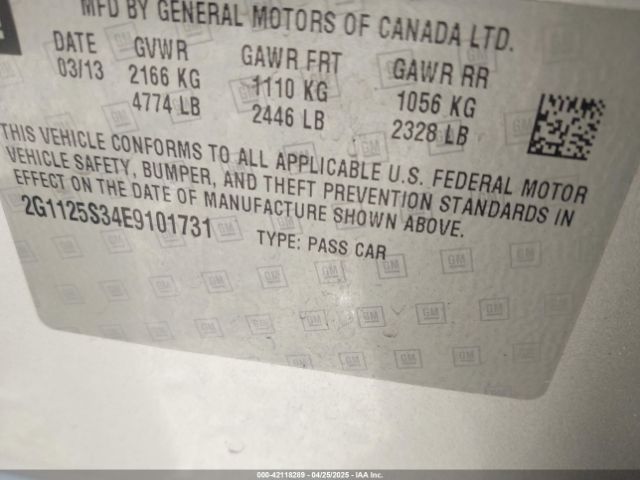 2G1125S34E9101731 Chevrolet Impala 2lt