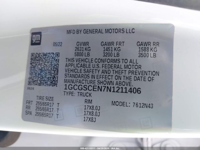 1GCGSCEN7N1211406 Chevrolet Colorado 2wd  Short Box Lt