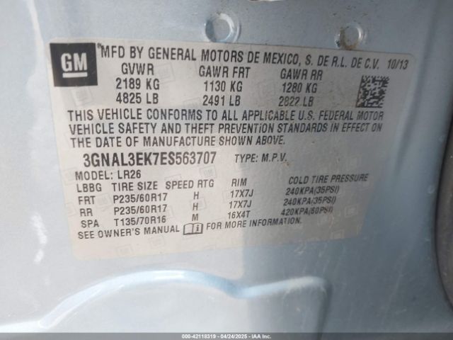 3GNAL3EK7ES563707 Chevrolet Captiva Sport Lt