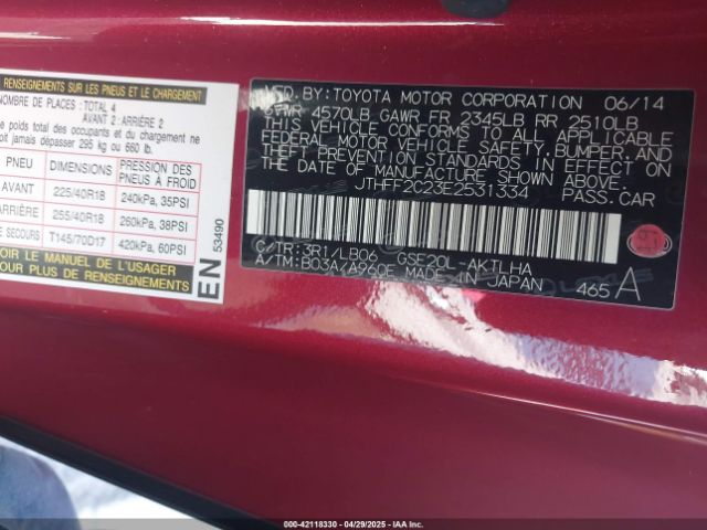 JTHFF2C23E2531334 Lexus IS 250C