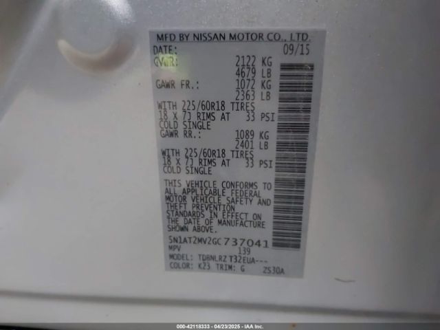 5N1AT2MV2GC737041 Nissan Rogue Sl