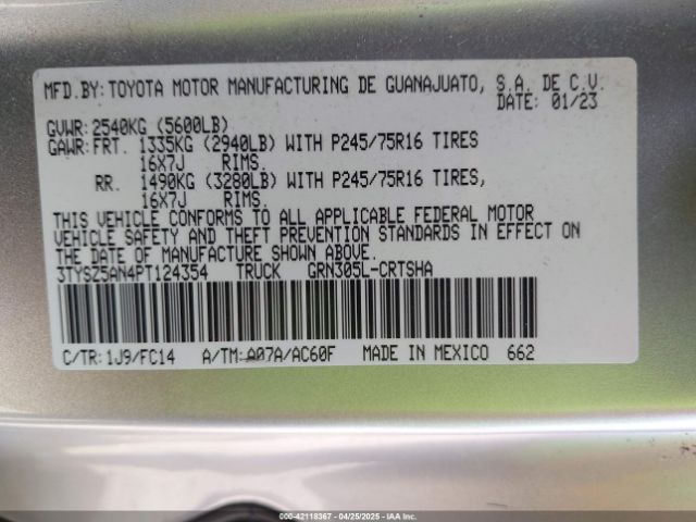 3TYSZ5AN4PT124354 Toyota Tacoma Sr5 V6