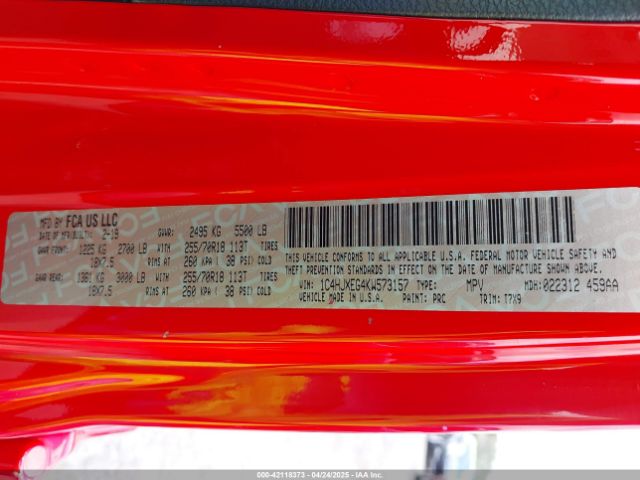 1C4HJXEG4KW573157 Jeep Wrangler Unlimited Sahara 4x4