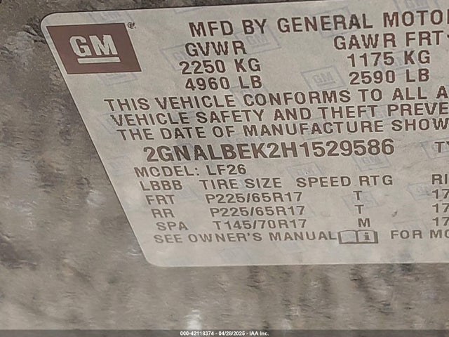 2GNALBEK2H1529586 Chevrolet EQUINOX LS