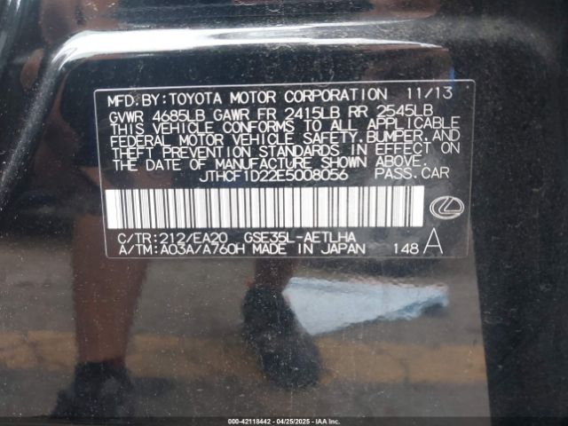 2014 LEXUS IS 250 JTHCF1D22E5008056 Photo 8