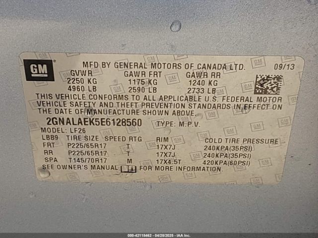2GNALAEK5E6128560 Chevrolet EQUINOX LS