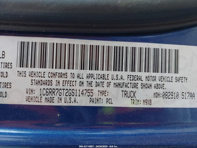 1C6RR7GT2GS114755 RAM 1500 Big Horn