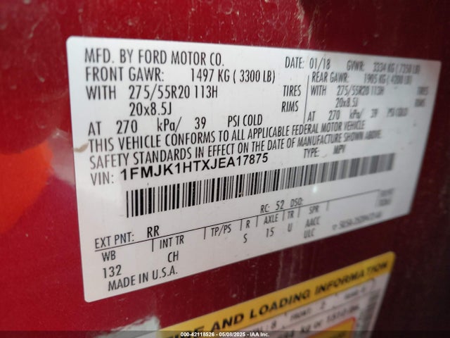 1FMJK1HTXJEA17875 Ford 3.5l gtdi