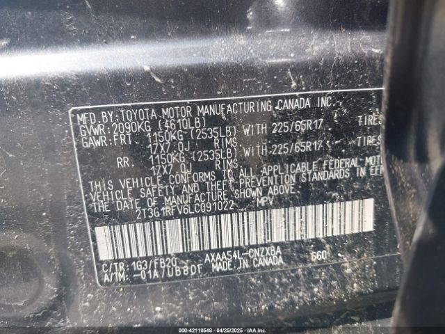 2T3G1RFV6LC091022 Toyota RAV4 LE