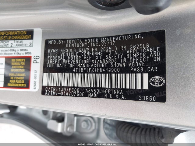 4T1BF1FK4HU412900 Toyota CAMRY LE