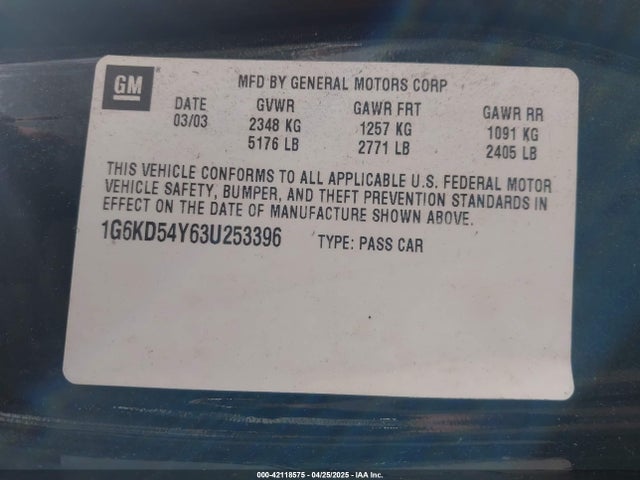 2003 CADILLAC DEVILLE 1G6KD54Y63U253396 Photo 8