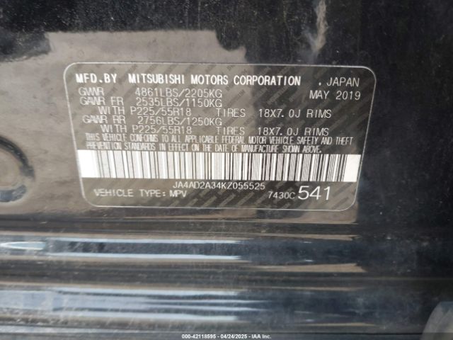 JA4AD2A34KZ055525 Mitsubishi Outlander Es