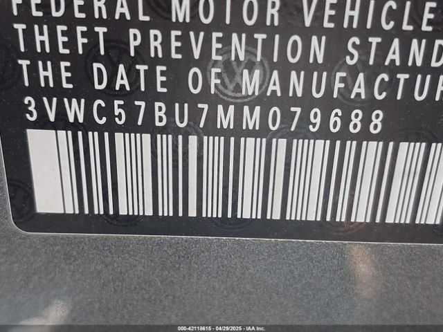 3VWC57BU7MM079688 Volkswagen Jetta 1.4t R-line/1.4t S/1.4t Se