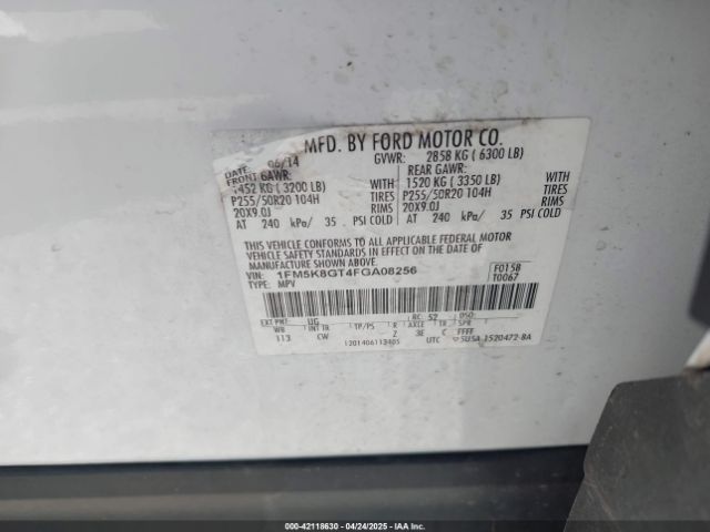1FM5K8GT4FGA08256 Ford EXPLORER SPORT