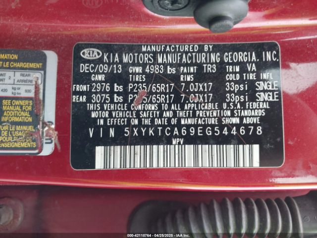 5XYKTCA69EG544678 KIA SORENTO LX