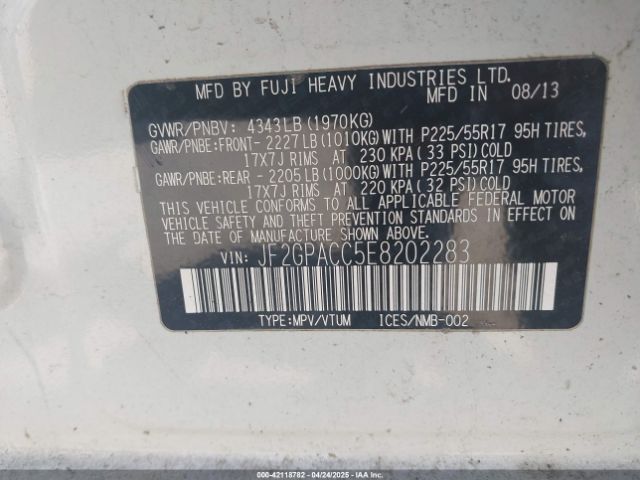 JF2GPACC5E8202283 Subaru Xv Crosstrek 2.0i Premium