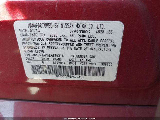 JN1BV7AP5EM676316 Infiniti Q50 Premium