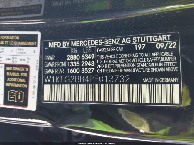 W1KEG2BB4PF013732 Mercedes-Benz Eqe 350