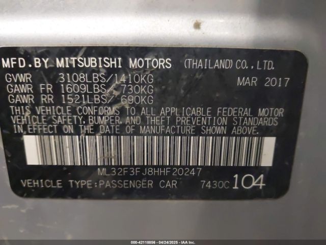 ML32F3FJ8HHF20247 Mitsubishi Mirage G4 Es