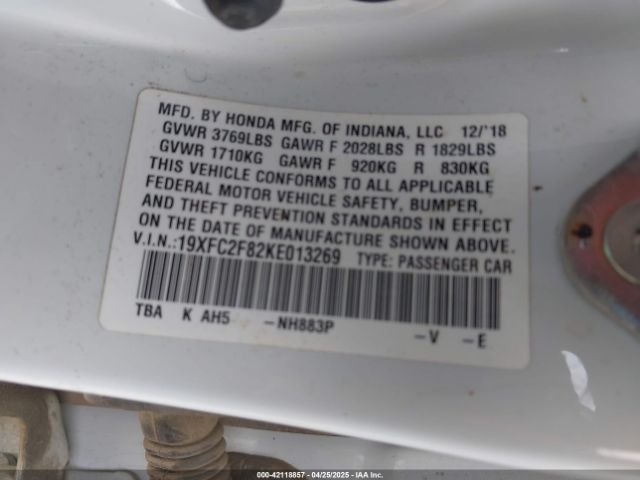 19XFC2F82KE013269 Honda Civic Sport
