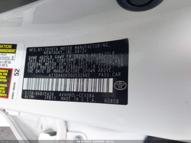 4T1DAACK3SU533985 Toyota CAMRY SE