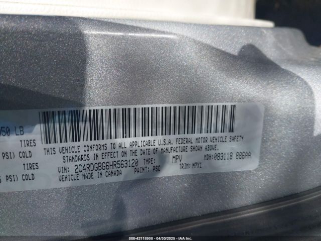 2C4RDGBG6HR563120 Dodge Grand Caravan Se Plus