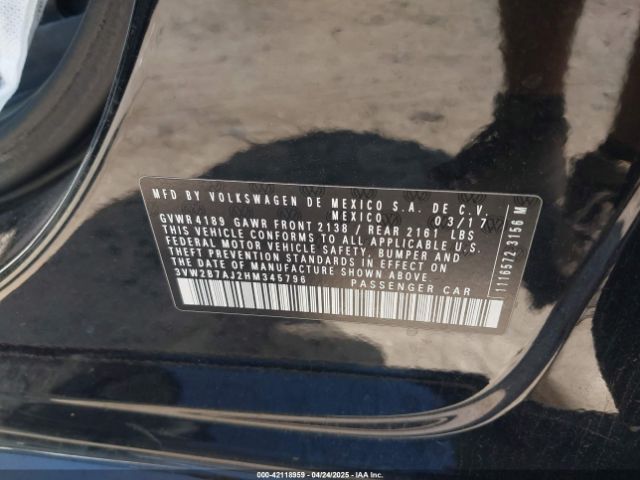 3VW2B7AJ2HM345796 Volkswagen Jetta 1.4t S