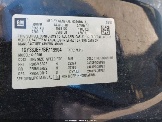 2011 CADILLAC ESCALADE ESV 1GYS3JEF7BR119904 Photo 8
