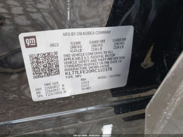 KL77LFE20RC110378 Chevrolet Trax Fwd Sp