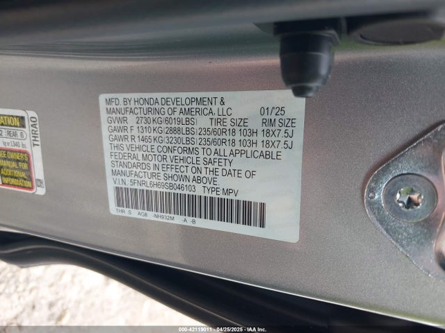 5FNRL6H69SB046103 Honda j35y7