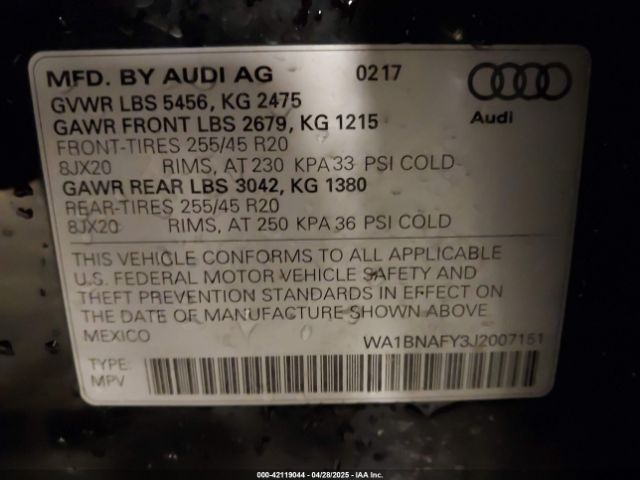 2018 AUDI Q5 WA1BNAFY3J2007151 Photo 8