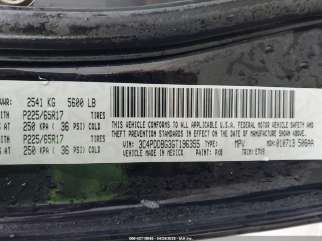 3C4PDDBG3GT196355 Dodge Journey Sxt