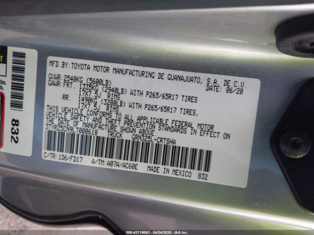 3TYRZ5CN9LT000618 Toyota 2gr-fks
