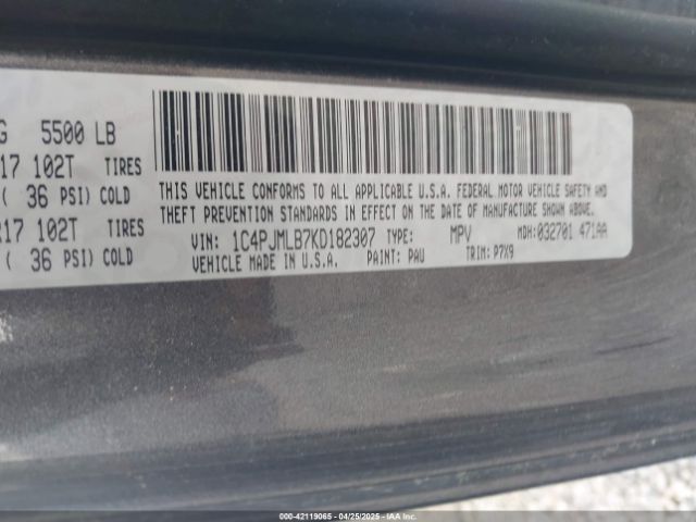 1C4PJMLB7KD182307 Jeep Cherokee Latitude Plus 4x4