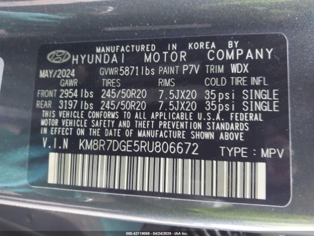 2024 HYUNDAI PALISADE KM8R7DGE5RU806672 Photo 8