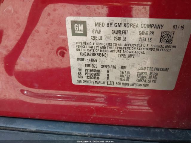 KL4CJASB8KB891431 Buick Encore Fwd Preferred