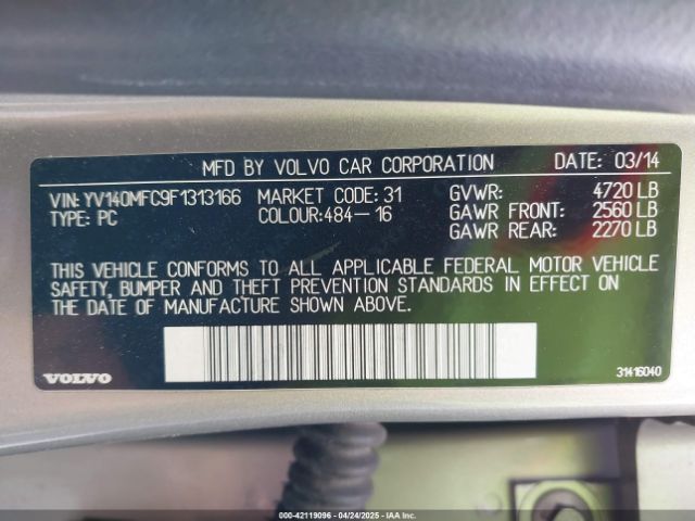 YV140MFC9F1313166 Volvo S60 T5 Premier Plus
