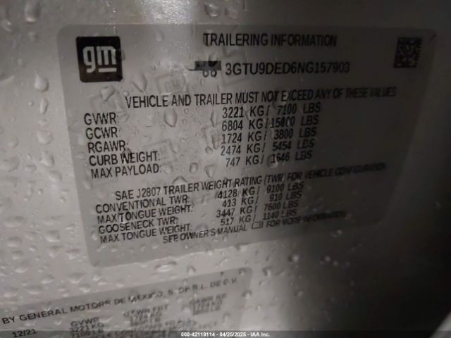 3GTU9DED6NG157903 GMC Sierra 1500 Limited 4wd  Standard Box Slt