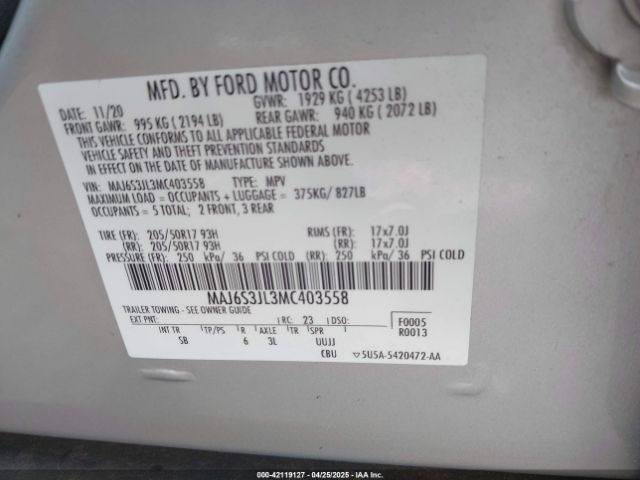 MAJ6S3JL3MC403558 Ford Ecosport Ses
