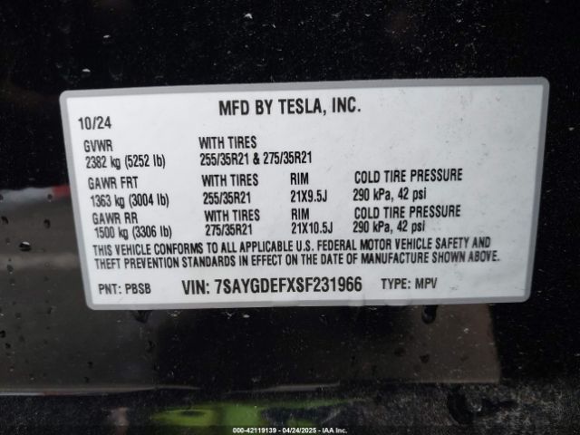 7SAYGDEFXSF231966 Tesla Model Y Performance Dual Motor All-wheel Drive