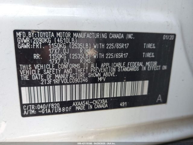 2T3F1RFV0LC090346 Toyota RAV4 LE