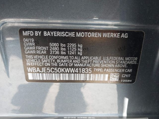 WBAJE5C50KWW41835 BMW 540I