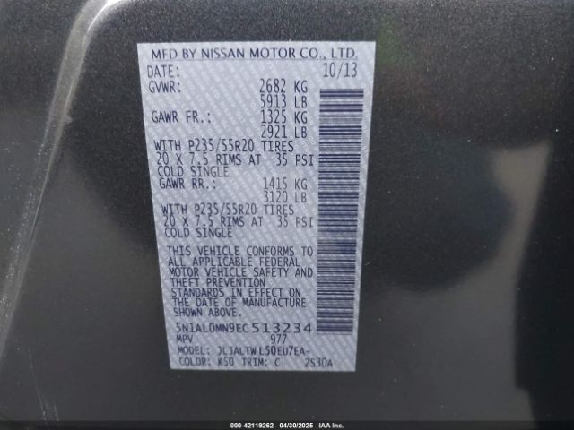 5N1AL0MN9EC513234 Infiniti QX60