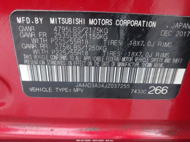 2018 MITSUBISHI OUTLANDER JA4AD3A34JZ037255 Photo 8