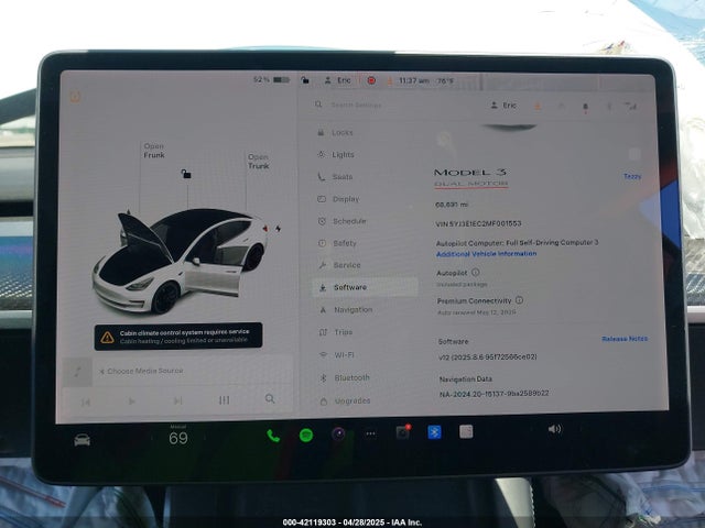 5YJ3E1EC2MF001553 Tesla MODEL 3