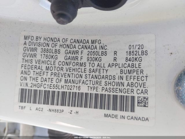 2020 HONDA CIVIC SI 2HGFC1E55LH702716 Photo 8