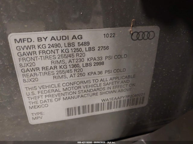 2023 AUDI Q5 WA1EAAFY7P2040221 Photo 8